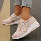 💜 LAST DAY PROMOTION - 50%OFF 💜 Women's Casual Mesh Lace-Up Wedge Sole Sneakers with Side Zipper