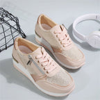 💜 LAST DAY PROMOTION - 50%OFF 💜 Women's Casual Mesh Lace-Up Wedge Sole Sneakers with Side Zipper