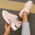 💜 LAST DAY PROMOTION - 50%OFF 💜 Women's Casual Mesh Lace-Up Wedge Sole Sneakers with Side Zipper