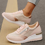💜 LAST DAY PROMOTION - 50%OFF 💜 Women's Casual Mesh Lace-Up Wedge Sole Sneakers with Side Zipper