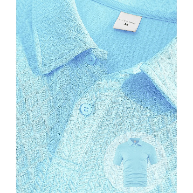 🔥Hot Sale 50% Off💥Men’s Diamond Pattern Turn-Down Collar Short Sleeve Top & Drawstring Shorts 2-Piece Set