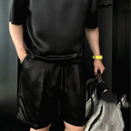 ⏳55% OFF🔥High Quality Men's Mercerized Cotton Casual Solid Color Top and Shorts Two-Piece Set【Loose fit, suitable for all occasions】
