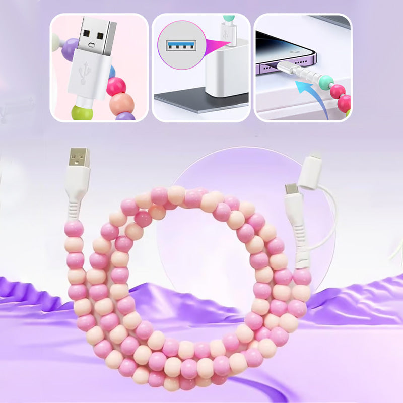 🌈2-In-1 USB To Type-C ＆ Lighting Beaded Charger Cord