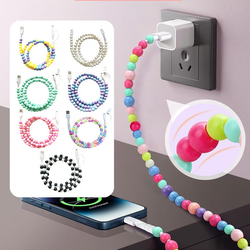 🌈2-In-1 USB To Type-C ＆ Lighting Beaded Charger Cord