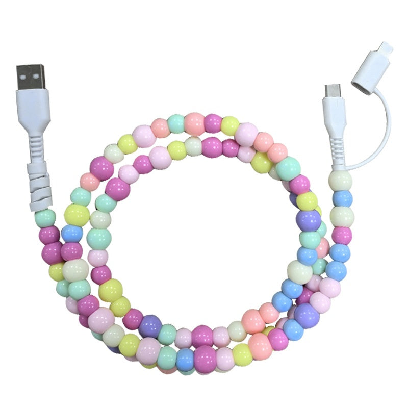 🌈2-In-1 USB To Type-C ＆ Lighting Beaded Charger Cord