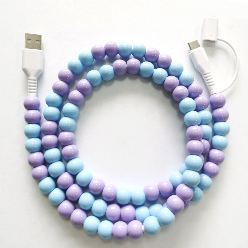 🌈2-In-1 USB To Type-C ＆ Lighting Beaded Charger Cord