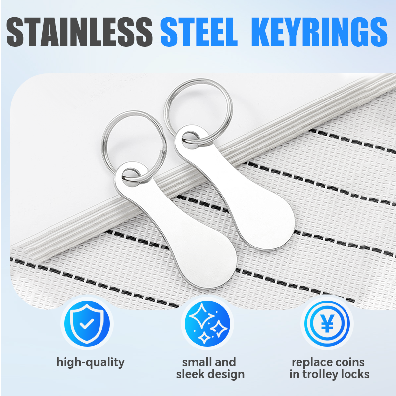 🔑2 Pieces Stainless Steel Shopping Trolley Token Keyrings