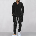 Men's 2-Piece V-Neck Baggy Sweatshirt & Joggers Set