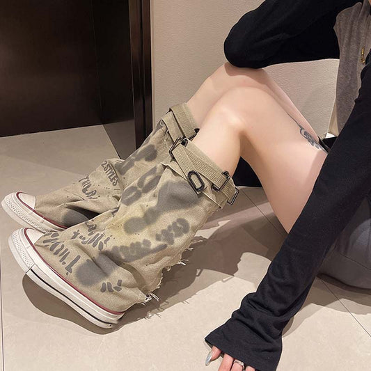 💗LAST DAY PROMOTION -66%OFF💗Women's Retro Flat Slouch Mid-Calf Canvas Boots