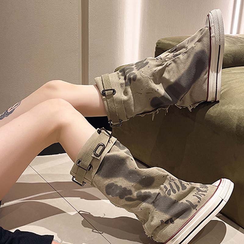 💗LAST DAY PROMOTION -66%OFF💗Women's Retro Flat Slouch Mid-Calf Canvas Boots