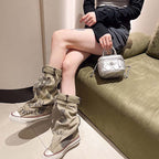 💗LAST DAY PROMOTION -66%OFF💗Women's Retro Flat Slouch Mid-Calf Canvas Boots