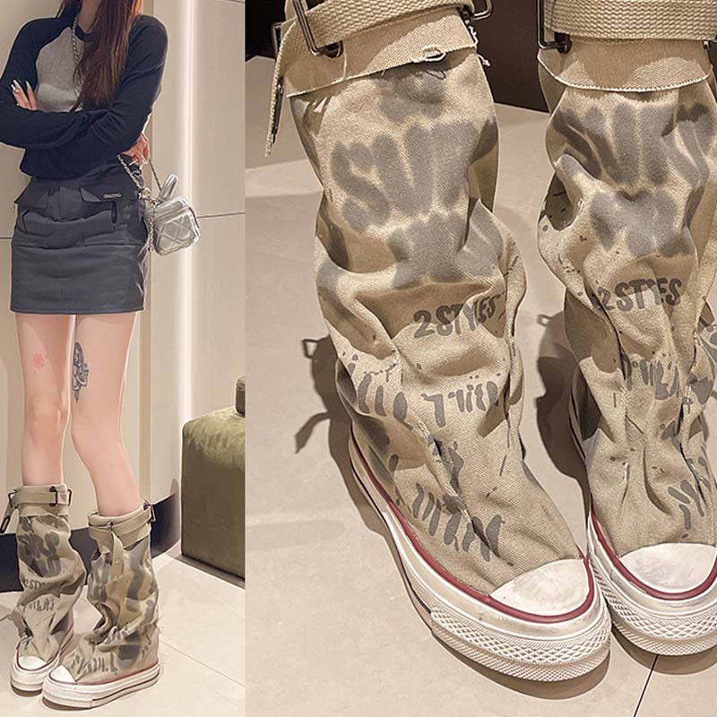 💗LAST DAY PROMOTION -66%OFF💗Women's Retro Flat Slouch Mid-Calf Canvas Boots