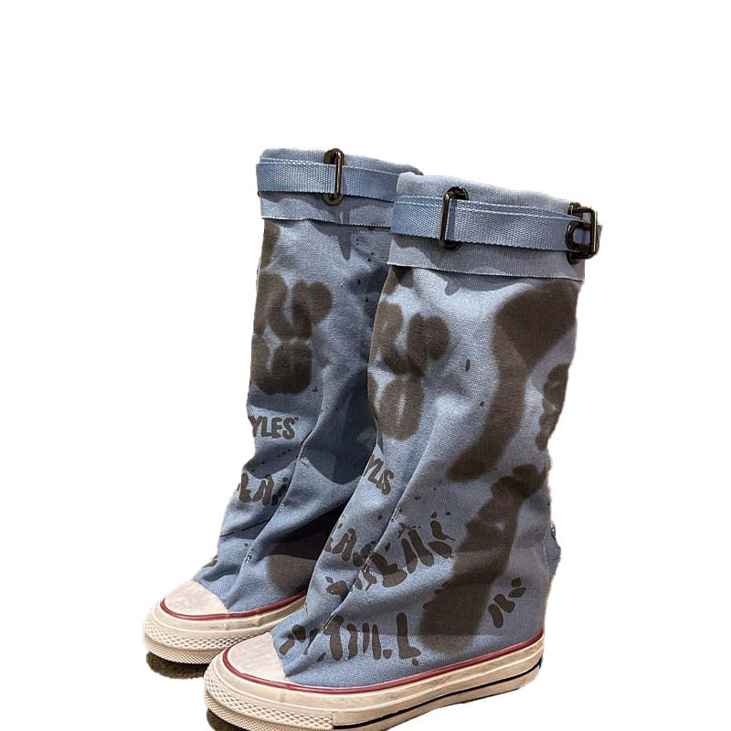 💗LAST DAY PROMOTION -66%OFF💗Women's Retro Flat Slouch Mid-Calf Canvas Boots