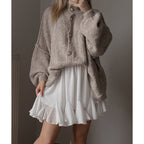 Chic Women's Round-Neck Sweater Coat
