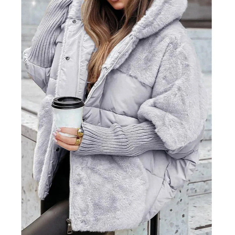 💥New arrivals now available with 50% off-Women’s Oversized Hooded Patchwork Puffer Coat