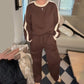 Women's Color-Block Sweatshirt & Wide-Leg Lounge Pants Set