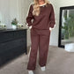 Women's Color-Block Sweatshirt & Wide-Leg Lounge Pants Set