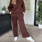 Women's Color-Block Sweatshirt & Wide-Leg Lounge Pants Set