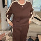 Women's Color-Block Sweatshirt & Wide-Leg Lounge Pants Set