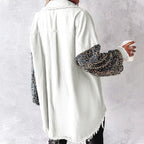 🔥Hot Sale 50% OFF⏳Women's Trendy Sequin Patchwork Coat with Raw Hem