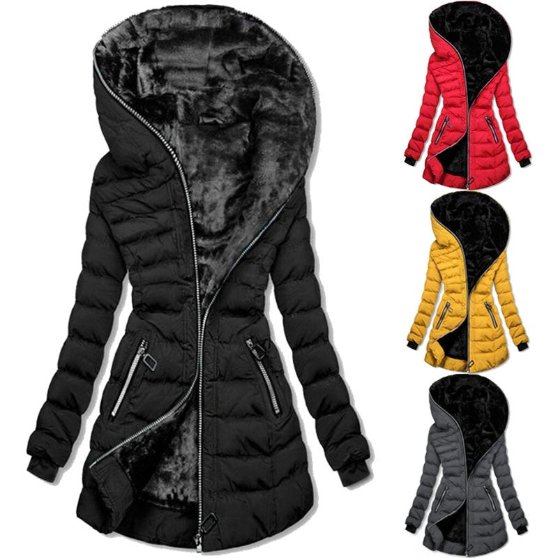 🔥Best Selling🔥Women's Hooded Mid-Length Winter Coat with Plush Lining