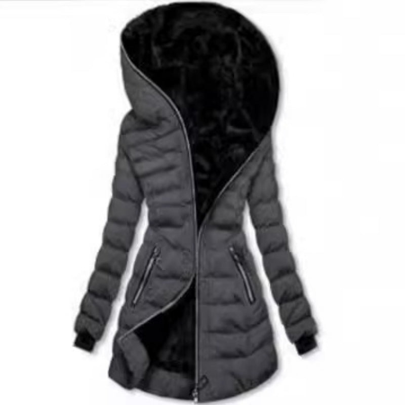 🔥Best Selling🔥Women's Hooded Mid-Length Winter Coat with Plush Lining