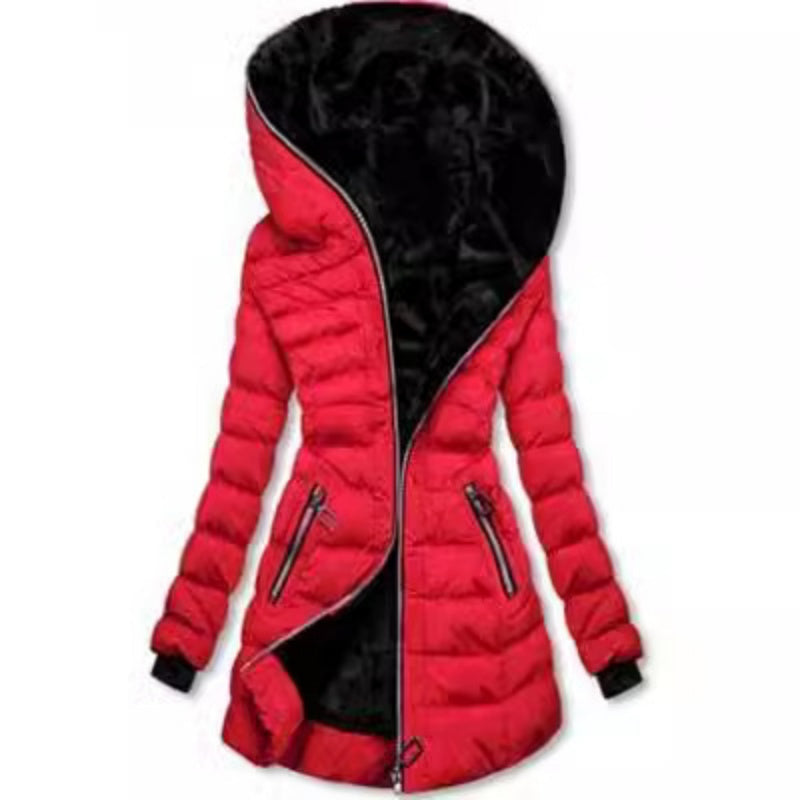 🔥Best Selling🔥Women's Hooded Mid-Length Winter Coat with Plush Lining