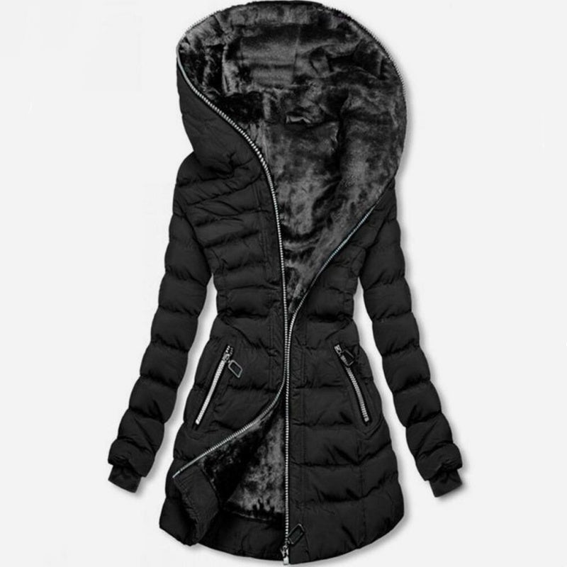 🔥Best Selling🔥Women's Hooded Mid-Length Winter Coat with Plush Lining